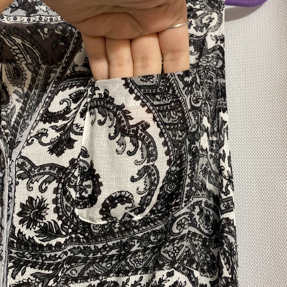 Lucky Brand Paisley Bohemian Front Tie Tank Top Size Large - Picture 4 of 6